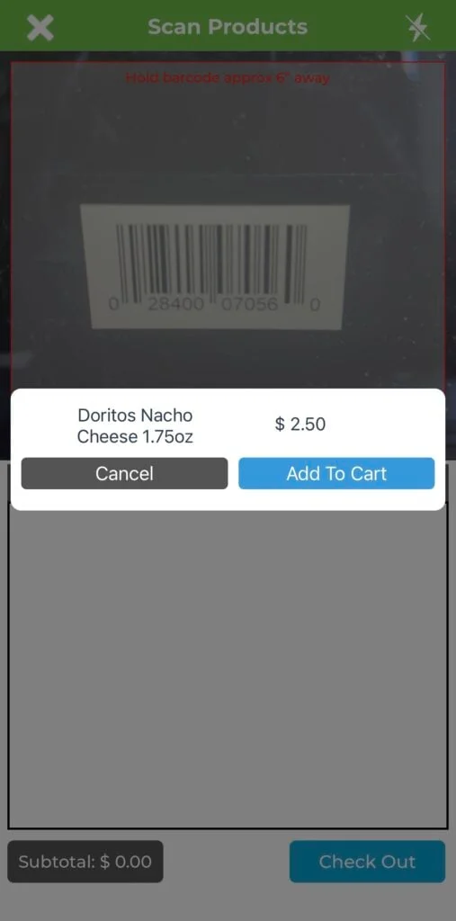 Scanning product barcode in the app