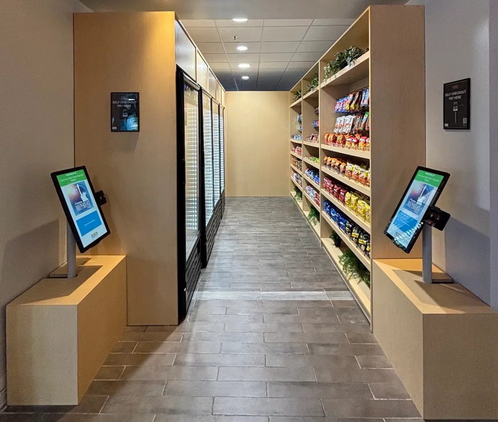 GrabScanGo hotel lobby market installation at Coco Key
