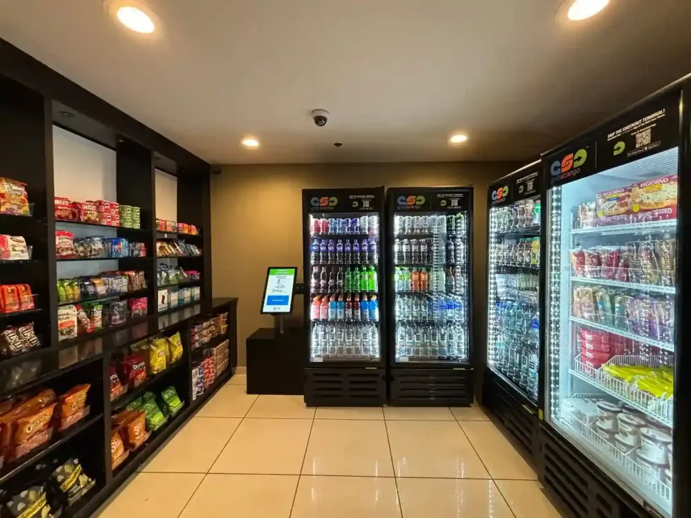 GrabScanGo hotel lobby market installation at Hyatt