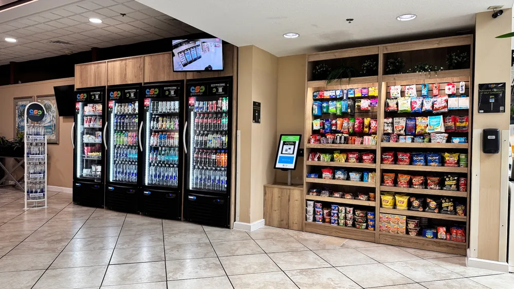 GrabScanGo hotel lobby market installation at Ramada